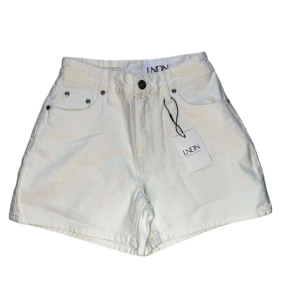 LNDN White Denim 5 Pocket 100% Cotton Shorts Size 22 - Picture 9 of 10